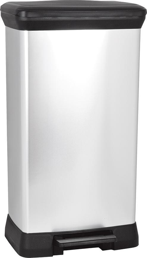 Kôš Curver® PEDAL BIN, 50L, 29x39x73 cm, čierny/strieborný, na odpadky