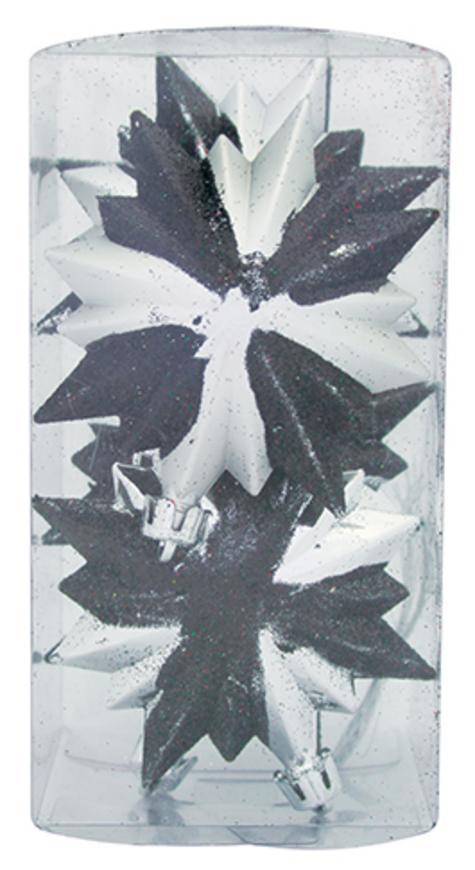 Ozdoba MagicHome Vianoce, 6 ks, čierno - strieborná, 8x9,5 cm