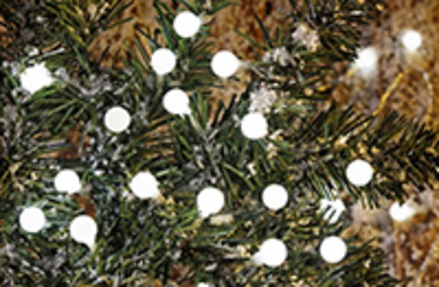 Reťaz MagicHome Vianoce Cherry Balls, 100 LED studená biela, IP44, 8 funkcií, osvetlenie, L-9,90 m