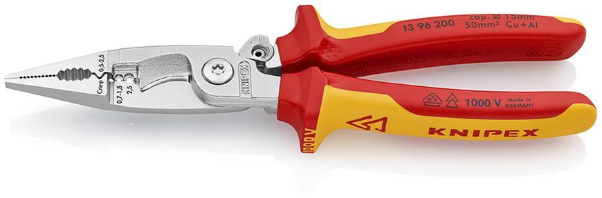Kliešte KNIPEX 13 96 200 – 200 mm, multifunkčné, elektroinštalačné, VDE 1000V