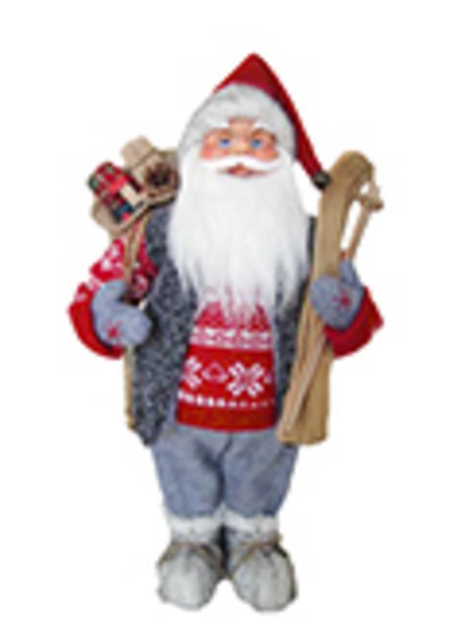 Dekorácia MagicHome Vianoce, Santa stojaci, s lyžami, 46 cm