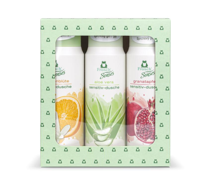 Súprava darčeková Frosch EKO, sprchovacie gély, pomaranč, aloe vera, granátové j