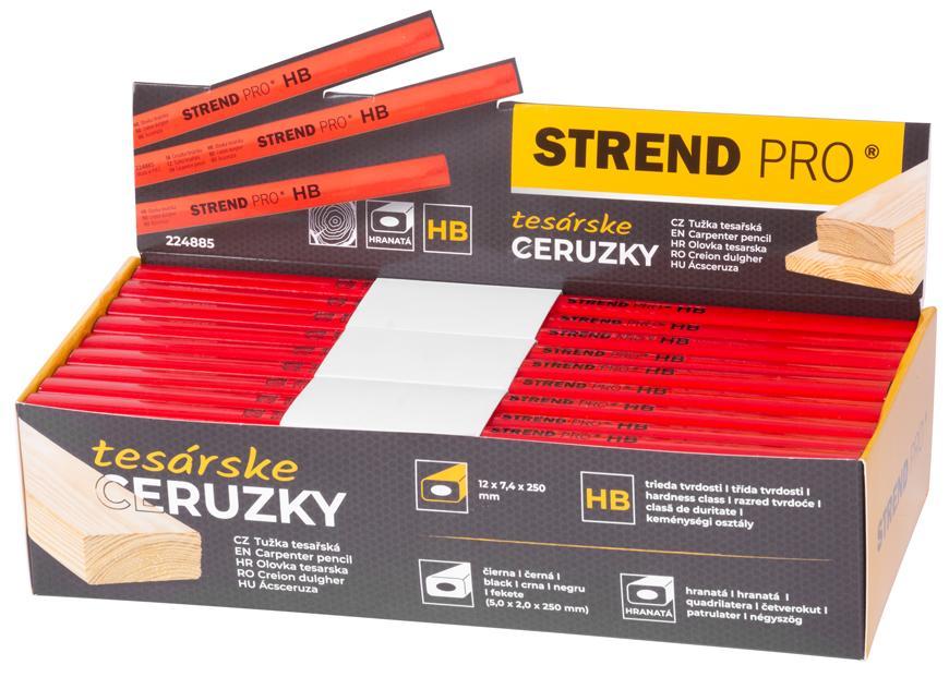 Ceruzka Strend Pro, tesárska, 250 mm, čierna tuha, hranatá, sellbox 72 ks