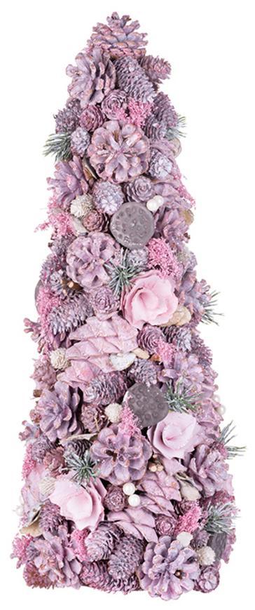 Dekorácia MagicHome Vianoce, stromček, ružový, prírodný, ozdobený, 50 cm