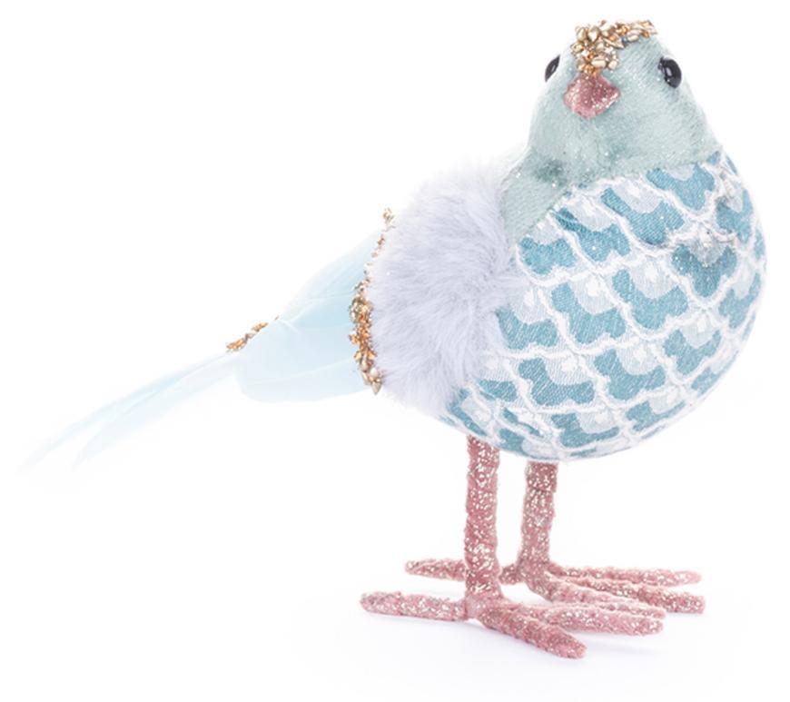 Vtáčik MagicHome Vianoce, modrý, 20x8x14 cm, páperový