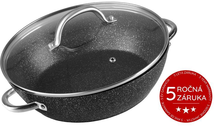 Hrniec MagicHome Black Marble Line, plytký, 26 cm, 2,8 lit., s pokrievkou, pekáč do rúry