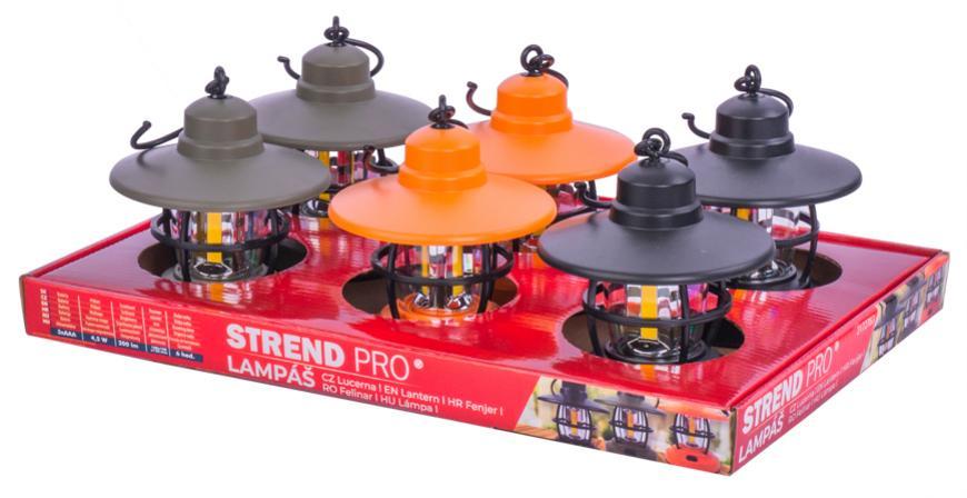 Svietidlo Strend Pro Camping NX1069, RETRO lampášik, mix farieb, 200 lm, 3xAAA, Sellbox 6 ks