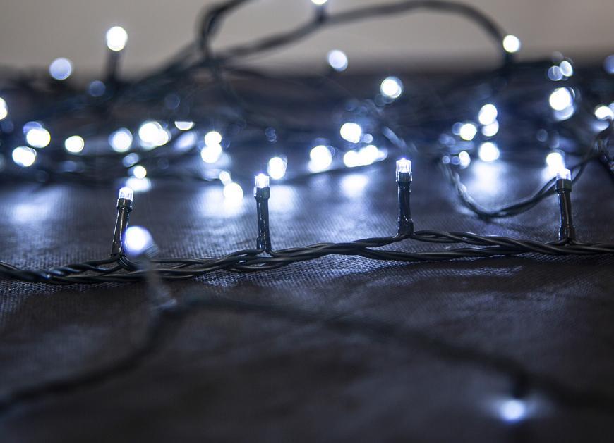 Reťaz MagicHome Vianoce Serpens, 100 LED studená biela, 8 funkcií, IP44, exteriér, osvetlenie, L-10 m