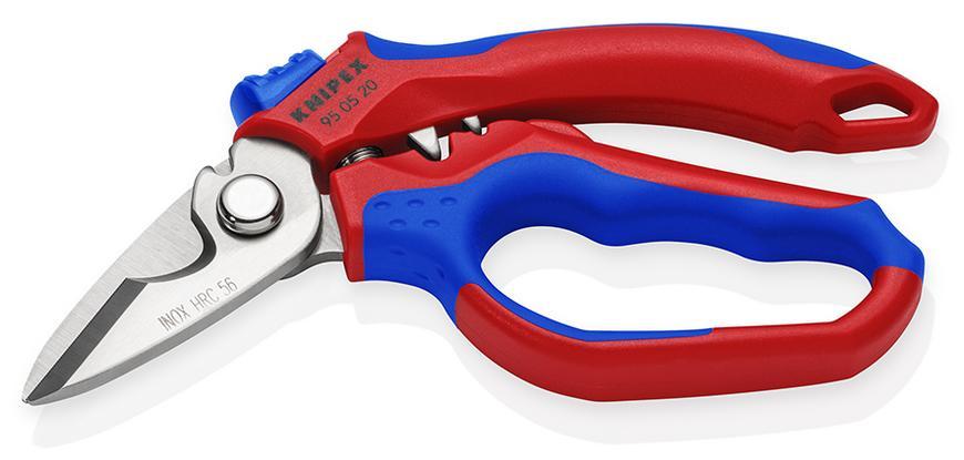 Noznice KNIPEX 95 05 20 SB, 160 mm, zahnute, 45 st., elektrikarske