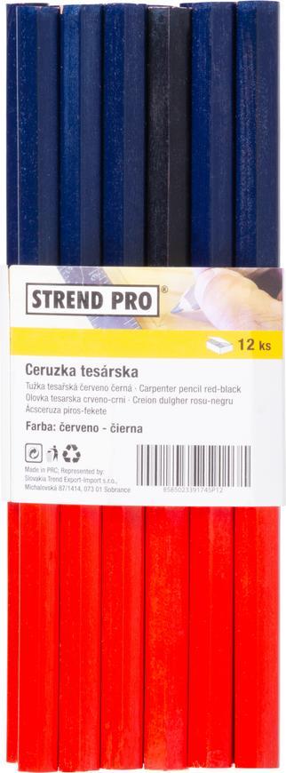 Ceruzka Strend Pro CP0657, tesárska, 180 mm, šesťhranná, 12ks, červená/čierna tu