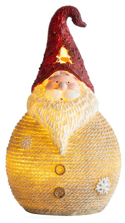 Postavička MagicHome Vianoce, Santa okrúhly stredný, LED, polyresin, 3xAAA, 28,5 cm