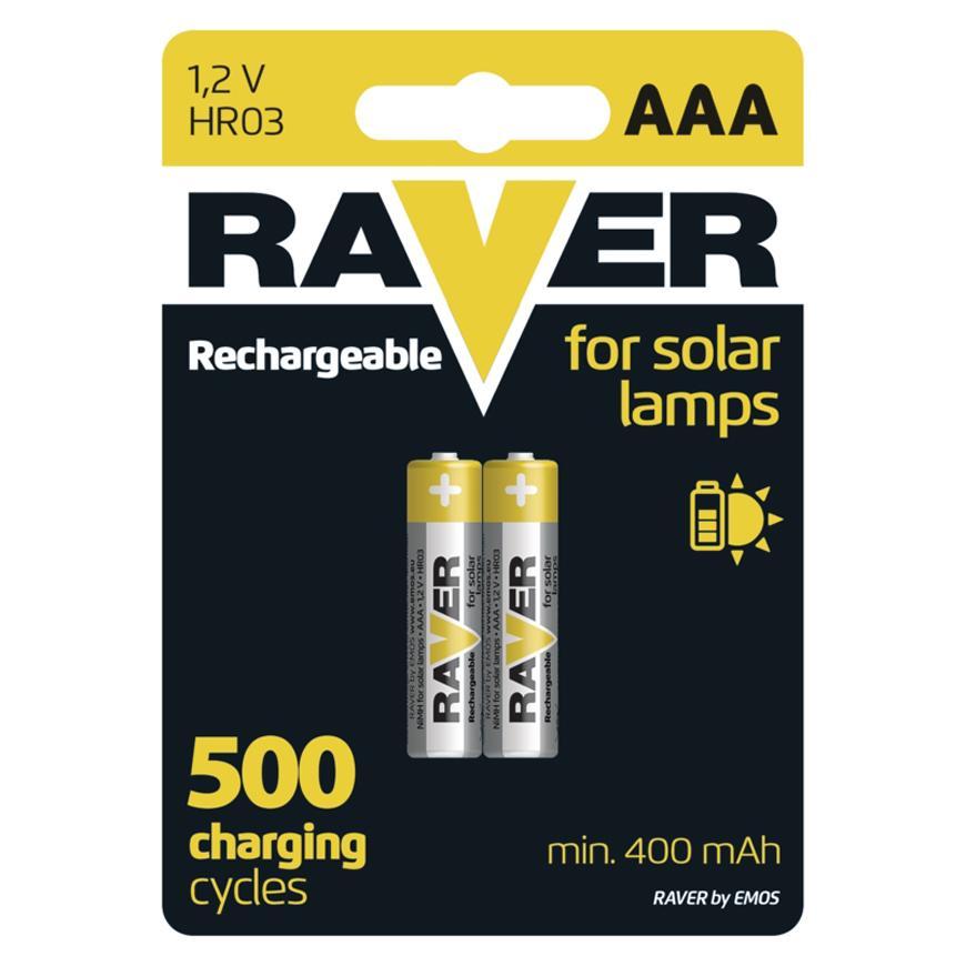 Batéria RAVER SOLAR HR03, nabíjateľná batéria, 400 mAh, 2 ks, AAA tužka