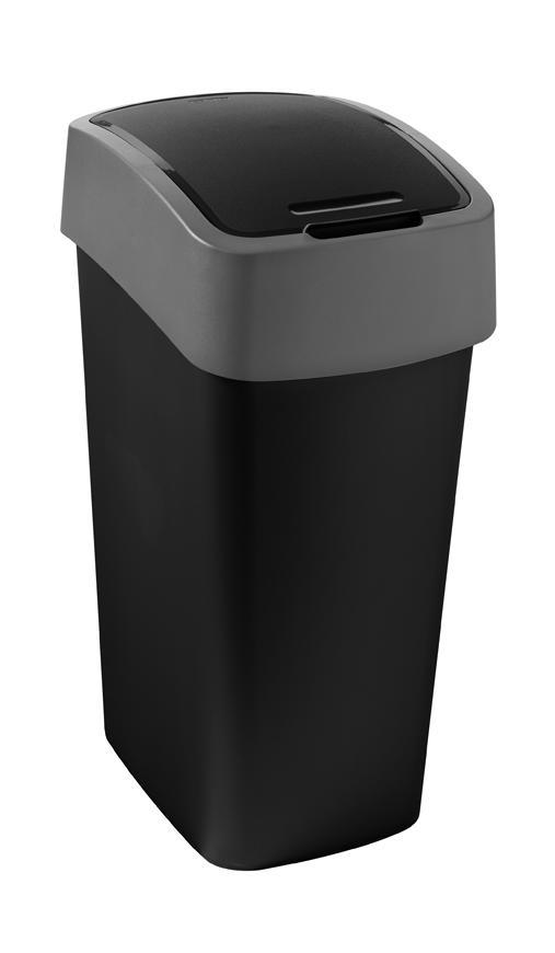 Kôš Curver® PACIFIC FLIP BIN 45L, 37,6x29,4x65,3 cm, čierno/šedý, na odpad