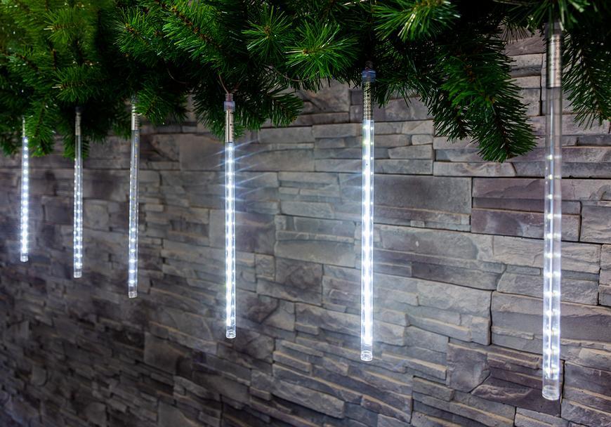 Reťaz MagicHome Vianoce Icicle, 240 LED studená biela, 8 cencúľov, vodopádový efekt, 230 V, 50 Hz, IP44, exteriér, osvetlenie,  L-2,50 x 0,30 m