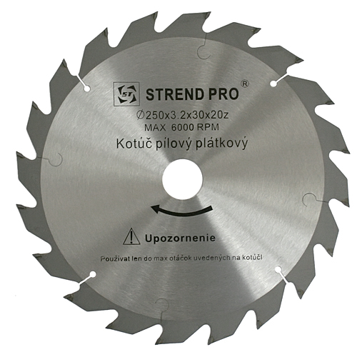 Kotúč Strend Pro SuperSaw NW 250x3,2x30 20T, na drevo, pílový, SK plátky