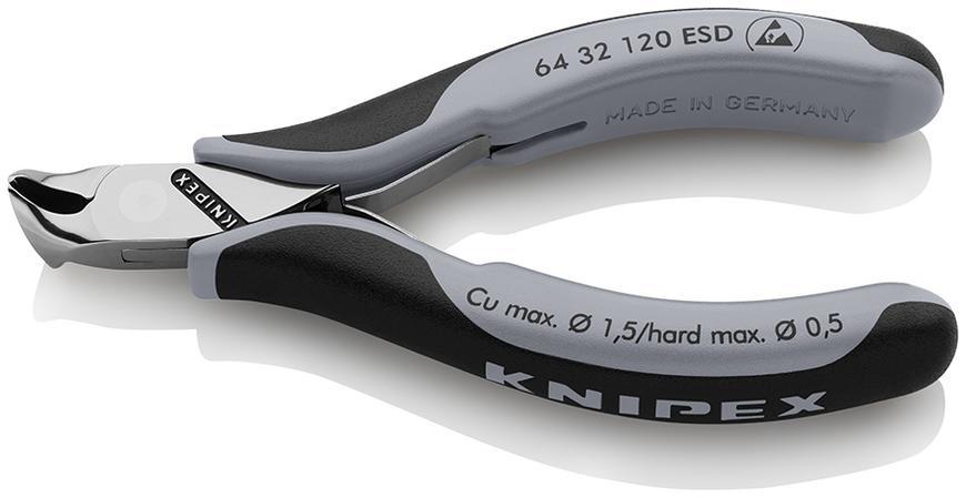 Klieste KNIPEX 64 32 120 ESD, 120 mm, stipacie, sikmy brit, 15st, pre elektroniku