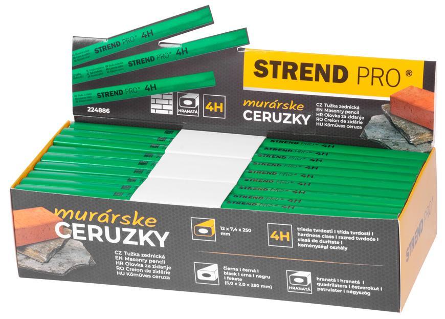 Murárska ceruzka Strend Pro, 250mm, hranatá - čierna tuha