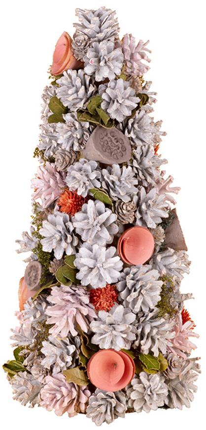 Stromček MagicHome Vianoce, ozdobený, prírodný, ružový, 40 cm