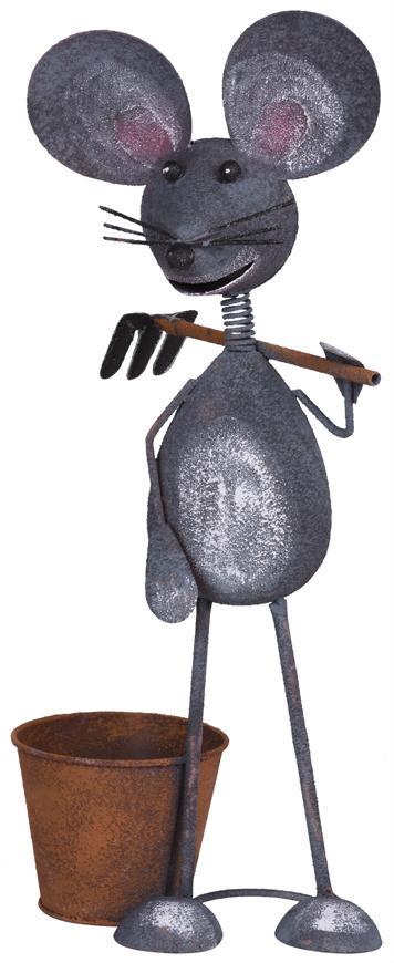 Dekorácia MagicHome Mecco, Myšiak s hrncom, plech, 26x18x53 cm