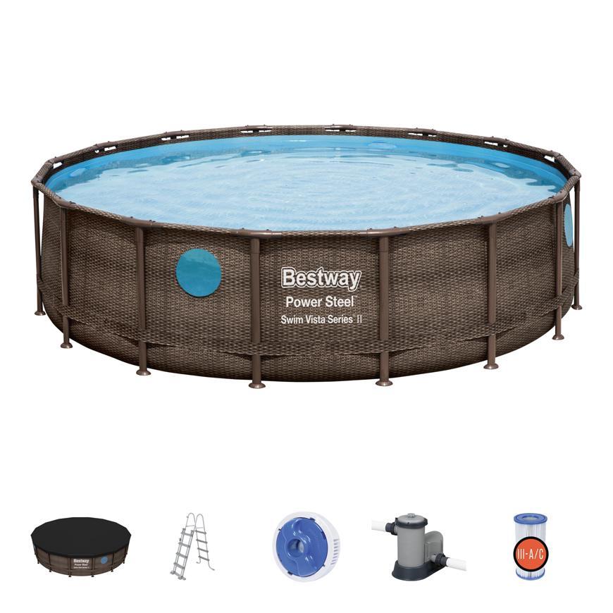 Bazén Bestway® Power Steel™, Vista Series, 56725, filter, pumpa, rebrík, plachta, dávkovač, 4,88x1,22 m