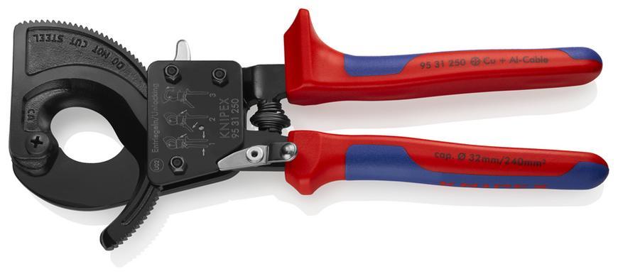 Klieste kablove KNIPEX 95 31 250, 250 mm, 32mm/240mm2, so zapadkou
