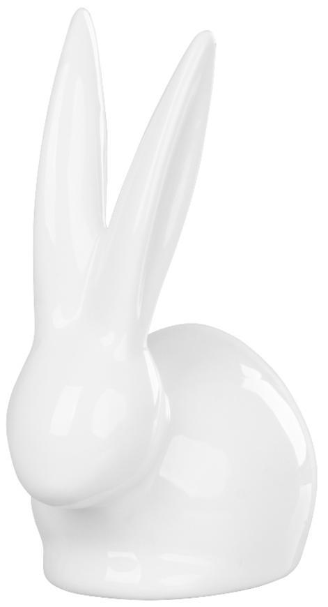 Dekorcia MagicHome, Zajaik s dlhmi uami, biely, porceln, 10,1x6,5x13,1 cm