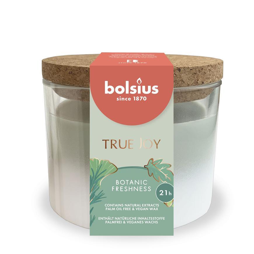 Sviečka bolsius True Joy Botanic Freshness, vonná, 75/80 mm, v skle