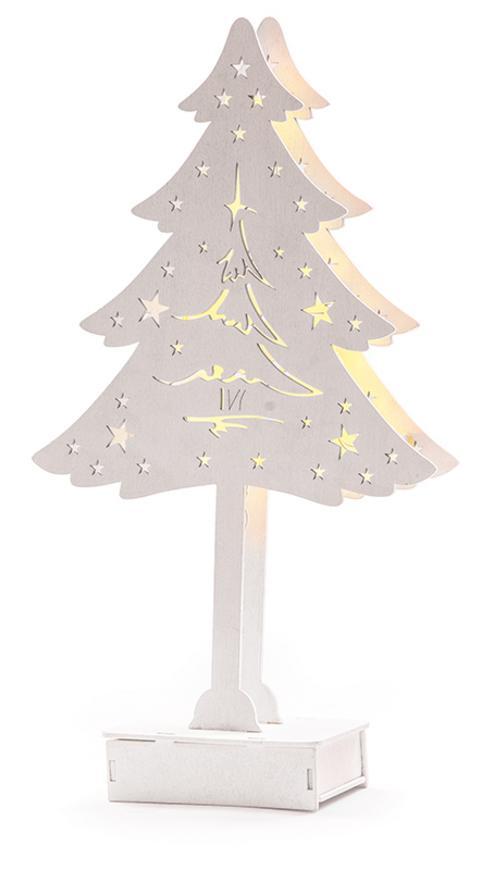 Dekorácia MagicHome Vianoce Woodeco, Stromček s podestou, 8 LED, 22x38 cm