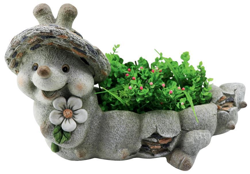 2.TRIEDA Dekorácia MagicHome Gecco, Slimák s kvetináčom, magnesia, 46x22x28 cm