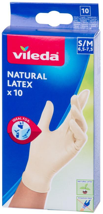 Rukavice Vileda Natural Latex, S/M, bal. 10 ks (3133693)