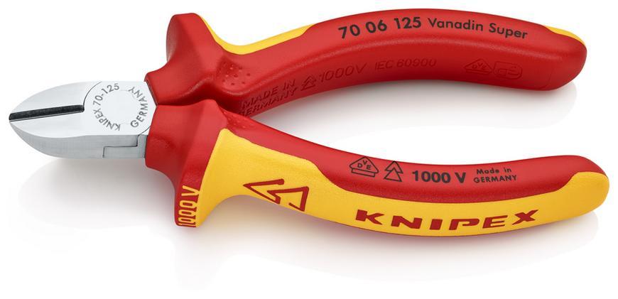 Kliešte KNIPEX 70 06 125 – 125 mm, štiepacie, bočné, CrV, VDE 1000V