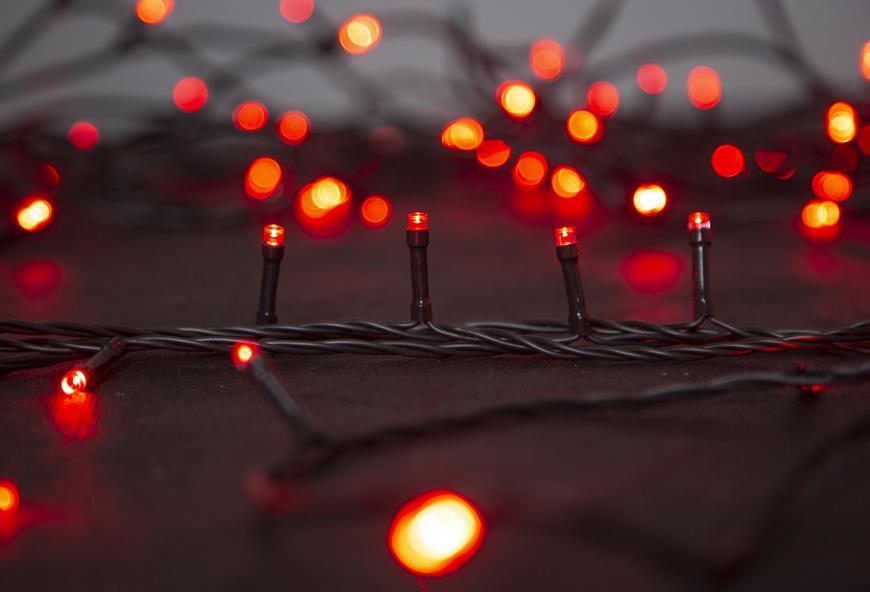 Reťaz MagicHome Vianoce Serpens, 100 LED červená, 8 funkcií, 230 V, 50 Hz, s adaptérom, IP44, exteriér, osvetlenie, L-10 m