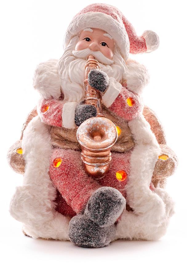 2. TRIEDA Dekorácia MagicHome Vianoce, Santa so saxafónom, LED, 3xAAA, 28x27x36 cm