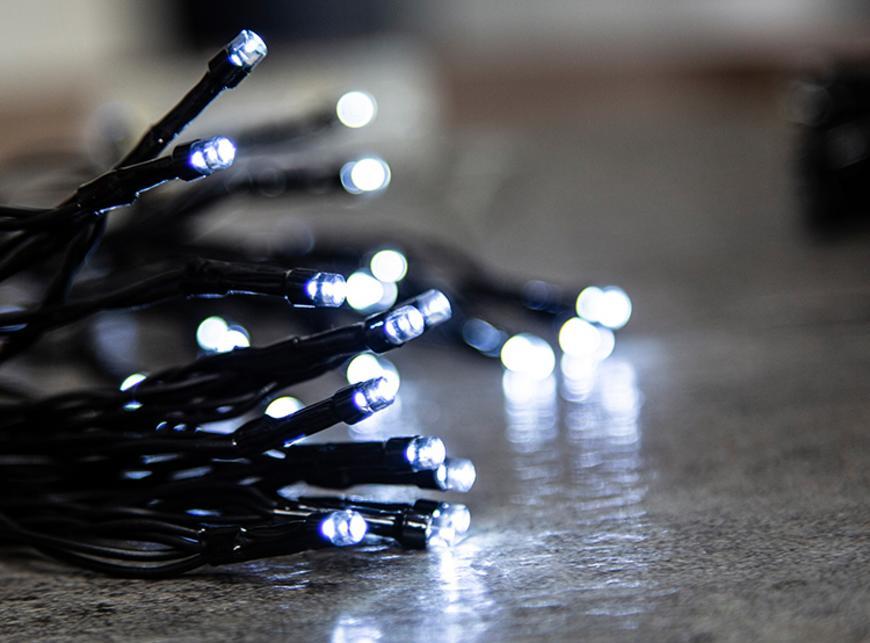Reťaz MagicHome Vianoce Ceibo, 48 LED studená biela, 8 funkcií, časovač, 3xAA, exteriér, osvetlenie, L-3,50 m