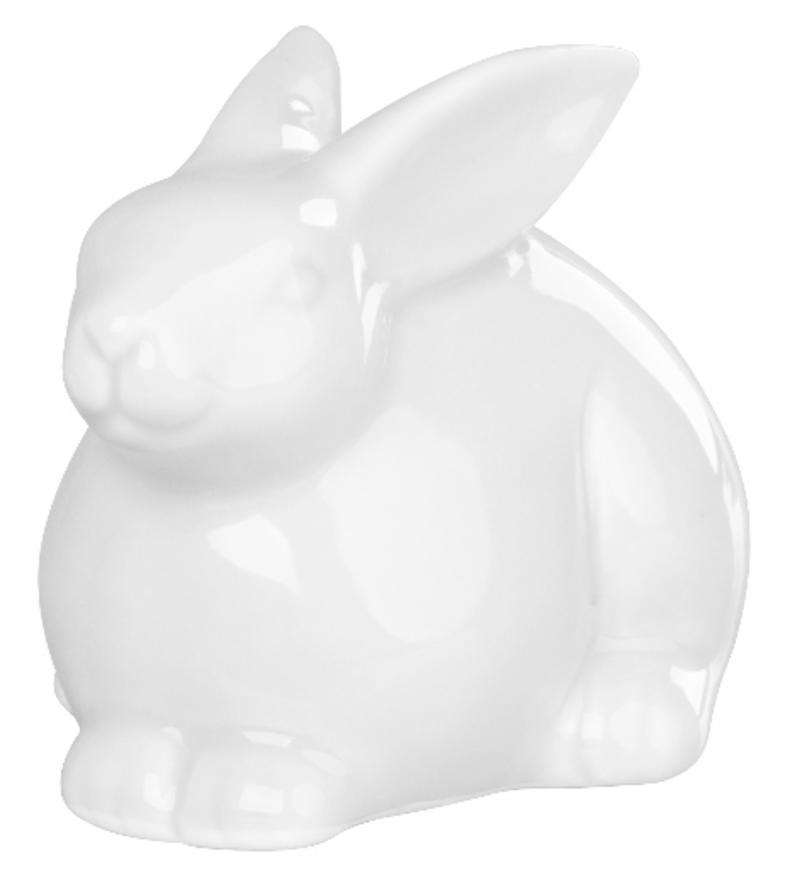Dekorácia MagicHome, Zajačik, biely, porcelán, 10,4x7,3x7,1 cm