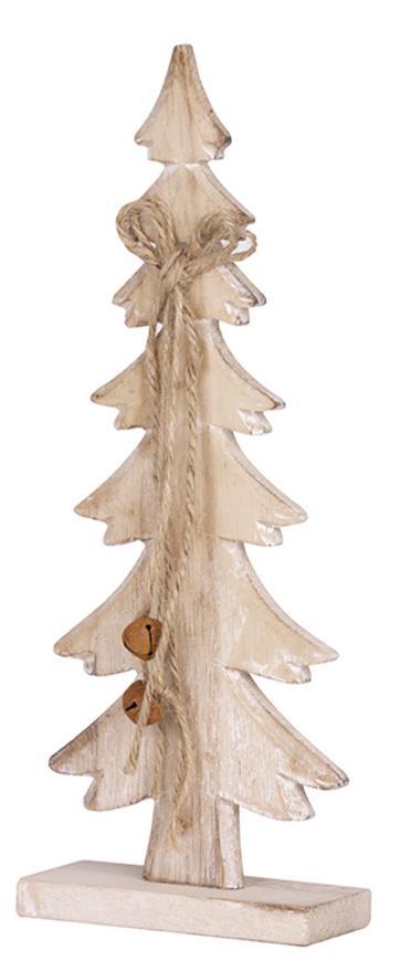 Dekorácia MagicHome Vianoce Woodeco, Stromček biely, bal. 2 ks, 11x30 cm