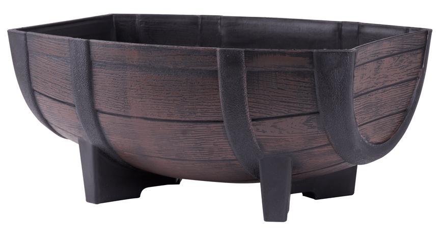 Kvetináč Strend Pro Woodeff, 29x41x19 cm, teak, barel, efekt dreva