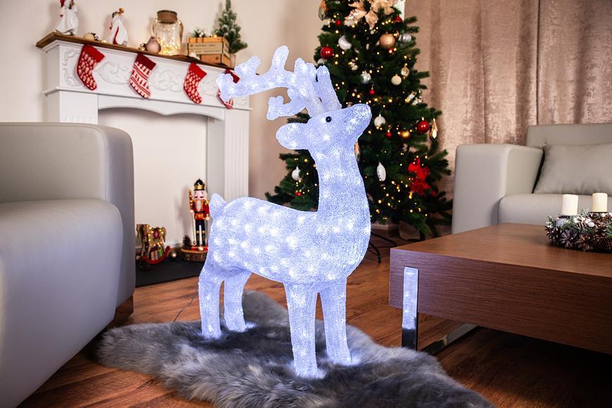 Dekorácia MagicHome Vianoce, Jeleň, sob, 160 LED studená biela, akryl, IP44, exteriér, 52x24x74 cm