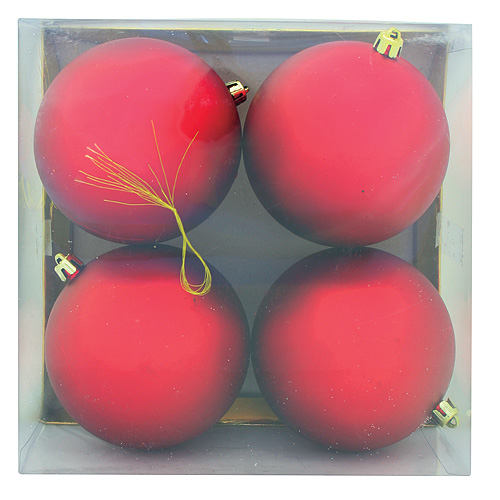 Gule MagicHome Vianoce, 4 ks, červené, 11 cm