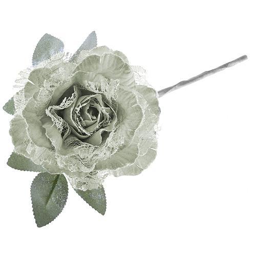 Kvet MagicHome, pivónia s listom, svetlozelená, stonka, veľkosť kvetu: 12 cm, dĺžka kvetu: 23 cm, bal. 6 ks