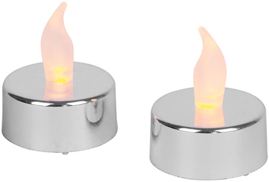 Sviečky MagicHome, 1 LED, bal. 2 ks, strieborné, čajová