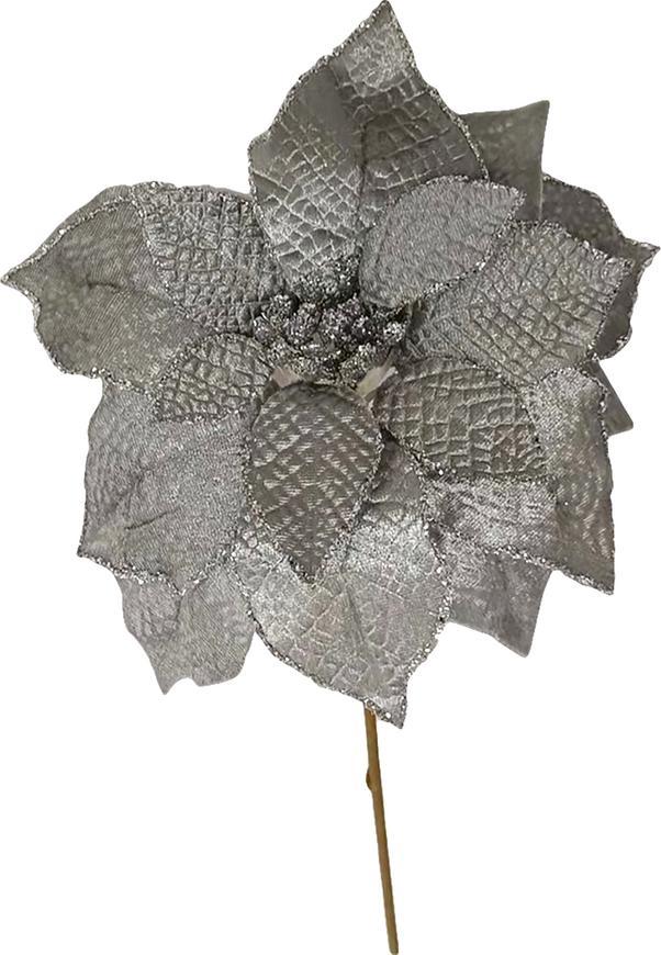 Kvet MagicHome Vianoce, Poinssetia, strieborná, stonka, veľkosť kvetu: 35 cm