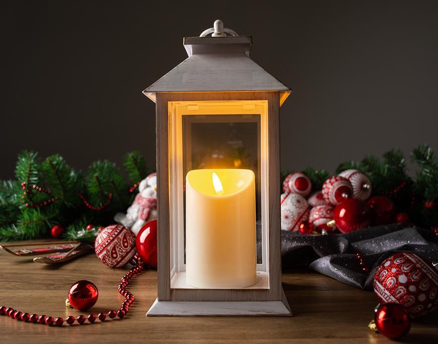 Lampáš MagicHome Vianoce, LED, 3xAAA, plast, biely, 14x14x33 cm