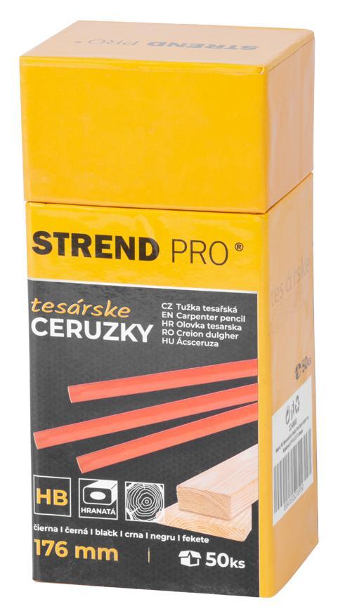 Ceruzka Strend Pro, tesárska, 176 mm, čierna tuha, hranatá, sellbox 50 ks