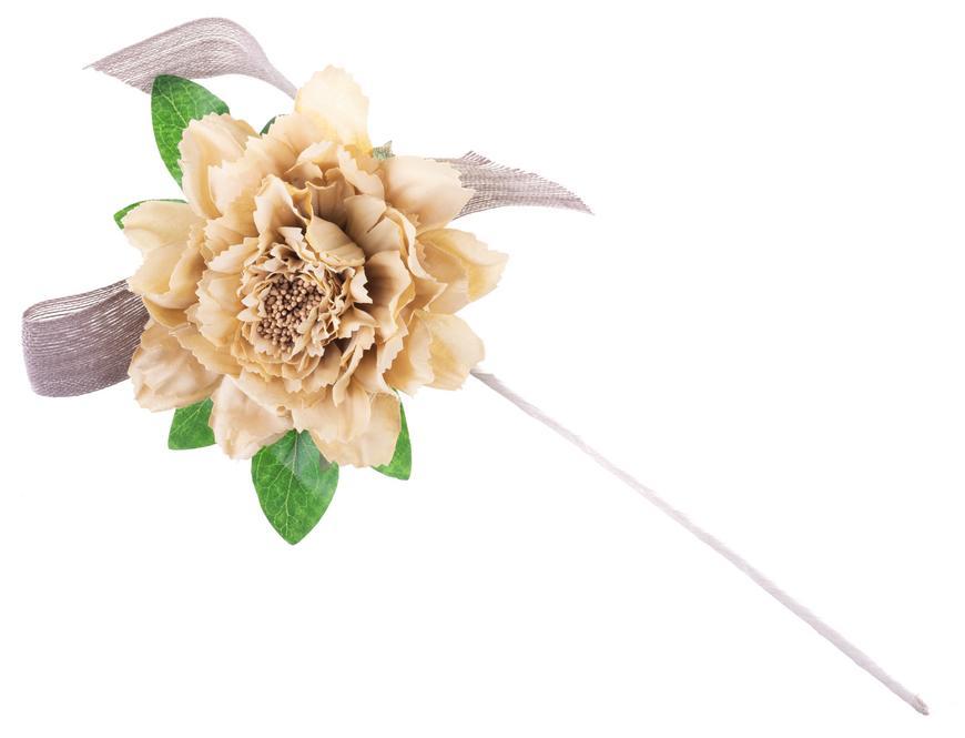 Kvet MagicHome, pivónia, so stuhou, oker, stonka, veľkosť kvetu: 17 cm, dĺžka kvetu: 37 cm, bal. 6 ks