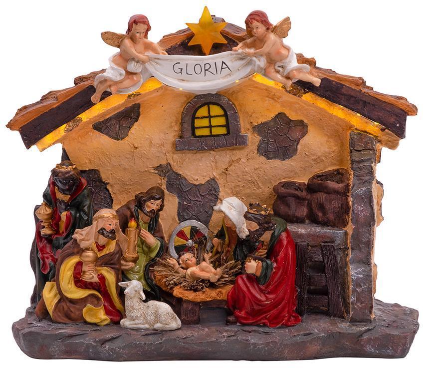 2. TRIEDA Dekorácia MagicHome Vianoce, Betlehem, 21 LED teplá biela, 3xAA, interiér, 36x15x29 cm