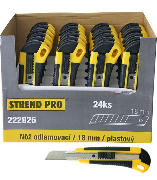 Nôž Strend Pro UKBOX-86-18 18 mm, odlamovací, plastový, Sellbox 24 ks