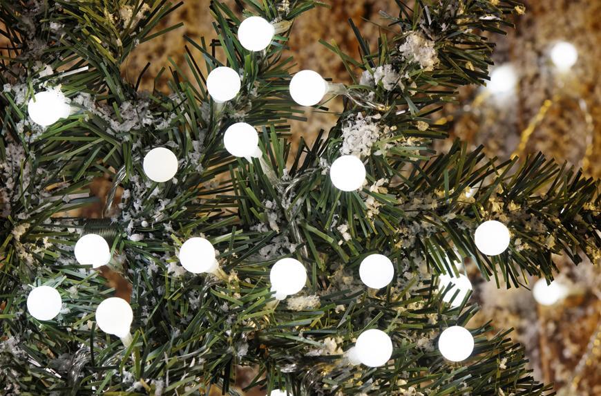 Reťaz MagicHome Vianoce Cherry Balls, 100 LED studená biela, IP44, 8 funkcií, osvetlenie, L-9,90 m