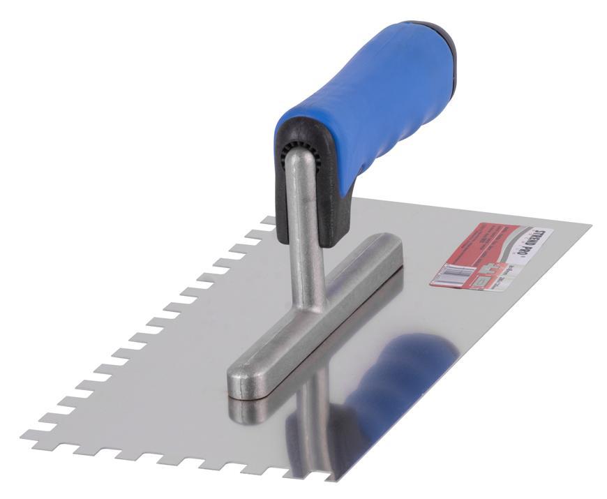Hladítko Strend Pro Premium, 270x130 mm, e08x08 mm, nerezové, s plastovou rúčkou