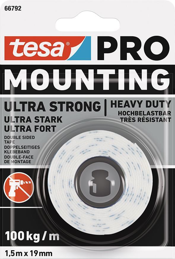 Pska tesa Mounting PRO Ultra Strong, montna, obojstrann, lepiaca, 19 mm, L-1,5 m